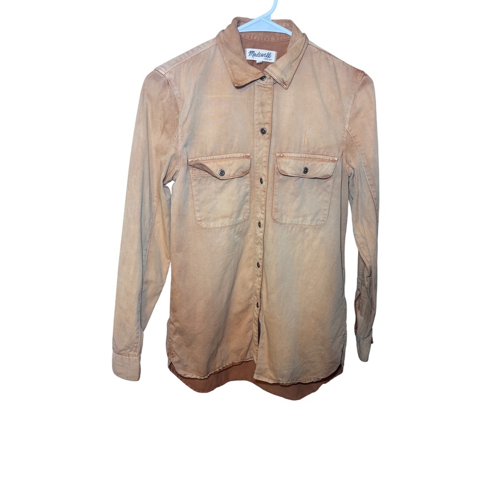 Madewell‎ Womens Tomboy Workshirt Button Down Shirt XS Tan Camel Button Up Denim